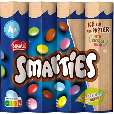 Afbeelding van NESTLÉ SMARTIES Chocoladerollen, meerkleurig, ideaal voor kinderverjaardagen, natuurlijke kleuren, zeshoekige rol, per stuk verpakt (4 x 34 g)