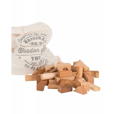 Afbeelding van Wooden Story Zak met 50 xl blokken naturel