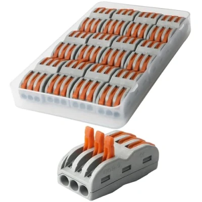 Afbeelding van CESFONJER Automatische aansluitklemmen, snelle kabelconnector, hefboommoer, assortiment geleiders, compacte draadconnectoren SPL 3 (12 stuks)