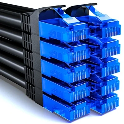 Afbeelding van deleyCON 10 x 0,5 m CAT6 netwerkkabel kort 50 cm U UTP RJ45 CAT 6 LAN kabel patchkabel Ethernet DSL Switch Router Modem Repeater Patch paneel zwart