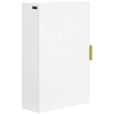 Afbeelding van kleankin Wandkast voor badkamer, opbergkast, medicijnkast met verstelbare plank, afmetingen: 40 x 15 60 cm, wit