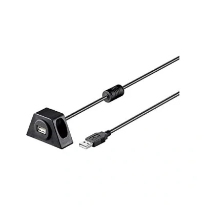 Afbeelding van USB A Verlengkabel 2.0 Met &#039;Chassis&#039; en montageframe 2 meter Zwart