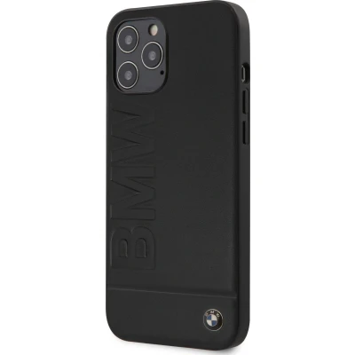 Afbeelding van iPhone 12 Pro Max Backcase hoesje BMW Effen Zwart Leer