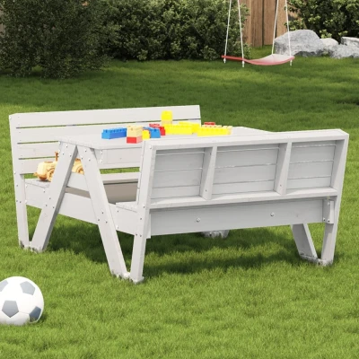 Afbeelding van Picknicktafel voor kinderen 88x122x58 cm massief grenenhout wit