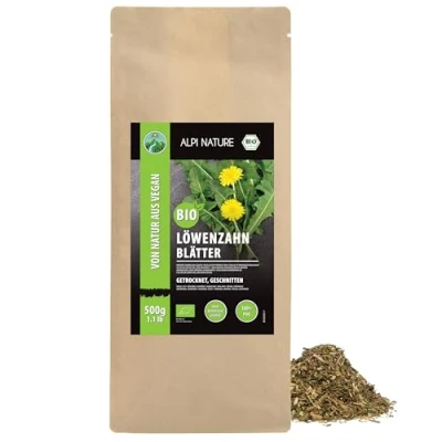 Image de Alpi Nature Pissenlit Tisane bio 500g, Feuilles de Séchées et Coupées, Thé en Vrac