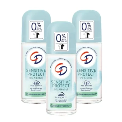 Afbeelding van CD Sensitive Protect deodorant Roll on 1 x 50 ml zonder aluminiumzouten en alcohol, langdurige bescherming 48 uur, veganistisch verzorgingsproduct, geschikt voor de gevoelige huid