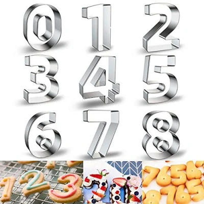 Afbeelding van Belons 9 stuks roestvrijstalen uitsteekvormpjes voor koekjes, fondant, gebak, glazuur, taartdecoratie, taartdecoratie