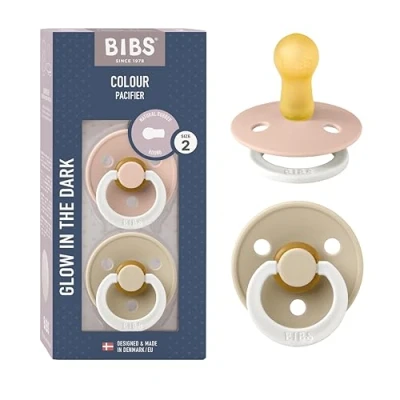 Afbeelding van BiBS Colour Pacifier Glow in the Dark Stage 2 Fopspeen 6+ maanden stuks Blush / Vanilla
