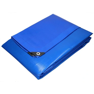 Afbeelding van Zeildoek met ogen, 6x8 m 180g/m², blauw, gemaakt van polyethyleenweefsel polyethyleen coating aan beide zijden