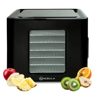Afbeelding van Nebula Voedseldehydrator, 6 trays van roestvrij staal, led touch bediening, instelbare temperatuur 35 70C, 48 uurtimer, voedseldroger voor veg, vlees, champignons, kruiden