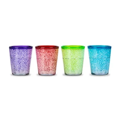 Afbeelding van Froster Ice Shots 4 stuks borrelglazen 50 ml, dubbelwandig, acryl, Vodka, cadeau (kleurrijk)