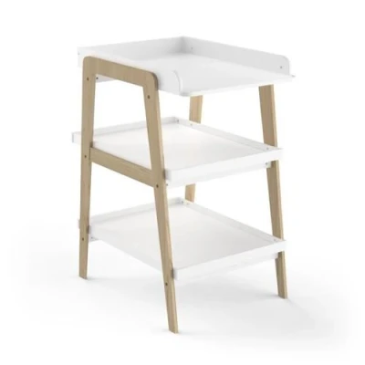 Image de Table à langer TSUGA Bois massif et MDF L.58 x P.71,1 H.101,2 cm Pour matelas 50x70 Blanc mat