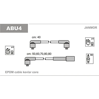 Afbeelding van JANMOR ABU4 Bougiekabelset AUDI: 80 B4 Saloon, 90 B3, Coupe B2