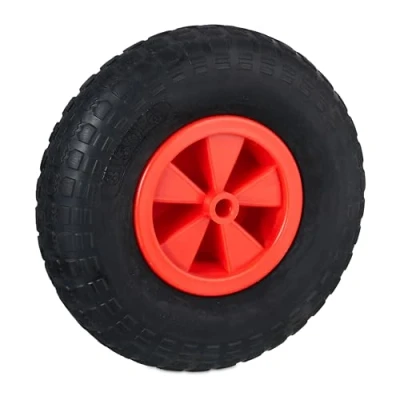 Afbeelding van Relaxdays Kruiwagenwiel 3,50 6, massief rubber, kunststof velg, lekbestendig reservewiel, tot 100 kg, zwart/rood