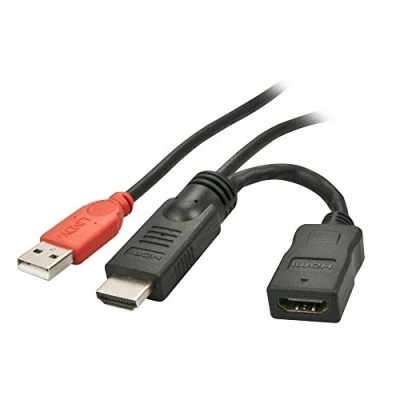 Afbeelding van LINDY 41080 HDMI kabel Stroomkabel A stekker, USB bus 0.15 m Zwart