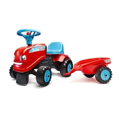 Image de FALK Porteur Tractor Go! avec remorque Dès 12 mois Fabriqué en France 2 styles de personnalisation Plaque d&#039;immatriculation personnalisable 200B