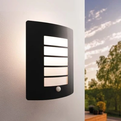 Afbeelding van Ledvion Wandlamp met Senor, LED Buiten Zwart, E27, Buiten, Wand lamp, Buitenlamp, IP44