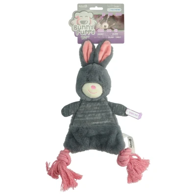 Afbeelding van Bunny Puppy Crunchy Rope Hondenspeelgoed 41x13x5 cm Grijs Roze