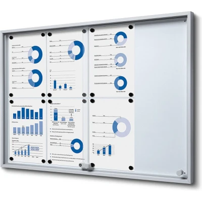 Afbeelding van Vergrendelbaar Notitiebord met Schuifdeuren Slim 8x A4 Syna SCSLG8XA4