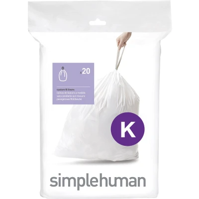 Afbeelding van Simplehuman Code K Afvalzakken 38 liter 20 stuks met Trekband Wit