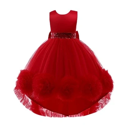 Afbeelding van Lito Angels Bruidsmeisjesjurk, ceremonie, bruiloft, doop, voor baby&#039;s en kinderen, meisjes, Rood