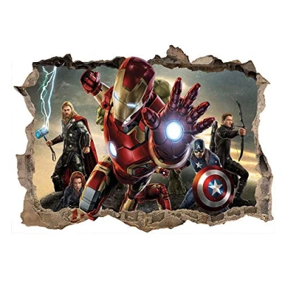 Afbeelding van Kibi Sticker 3D Bedrieging Avengers Iron Man Muurtattoo&#039;s Marvel