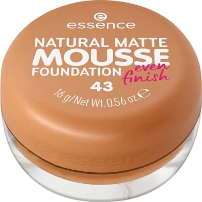 Afbeelding van essence Natuurlijke matte foundation nr. 43, nude, matterend, dekkend, express resultaat, mat, veganistisch, parfumvrij, alcoholvrij, zonder conserveringsmiddelen, 1 verpakking (16 g)