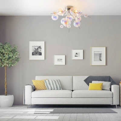 Afbeelding van Plafondlamp explosie van glas, 6 lamps
