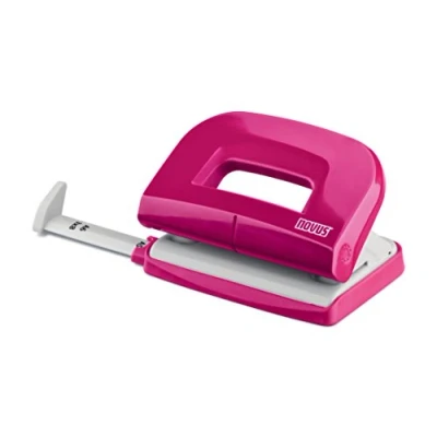 Afbeelding van Novus E 210 fresh perforator (10 vellen gatenvermogen, met aanslagrail, voor thuis en op kantoor) glanzend roze