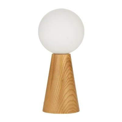 Afbeelding van Pauleen Woody Soul tafellamp, houten voet, glasbol