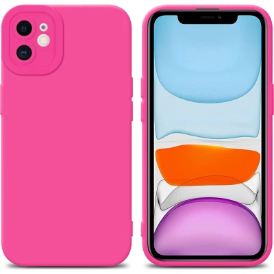 Afbeelding van Cadorabo Hoesje geschikt voor Apple iPhone 12 in Fluid HOTPINK Beschermhoes gemaakt van flexibel TPU silicone Cover Case