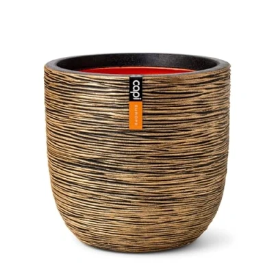 Afbeelding van Pot bol rib nl d43xh41 cm zwart goud Capi Europe