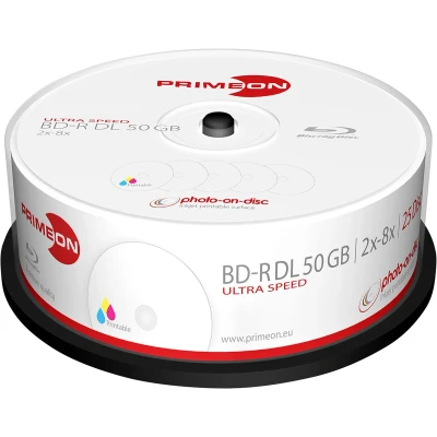 Afbeelding van Primeon 2761319 Blu ray BD R DL disc 50 GB 25 stuk(s) Spindel Bedrukbaar