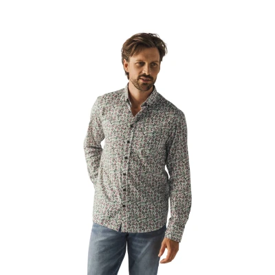 Afbeelding van State of Art Overhemd Allover Print Regular Fit Groen/dessin XL