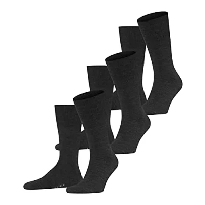Image de FALKE Airport 3 Pack M SO laine coton unies lot de paires, Chaussettes Homme, Gris (Anthracite Melange 3080), 39 40
