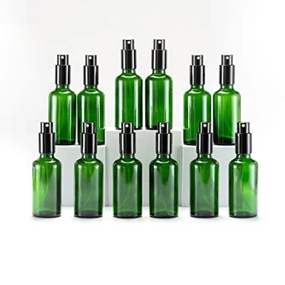 Afbeelding van Yizhao Groen Glass Spray Bottle 50 ml, met Kleine Fijne Nevelspray, Metalen Dop, Navulbaar voor Essentiële Olie, Reizen, Schoonmaken, Parfum, Aromatherapie, Make up 12 stuks