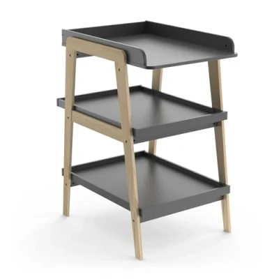 Image de Table A Langer Tsuga Bois Massif Et Mdf L.58 X P.71,1 H.101,2 Cm Pour Matelas 50X70 Gris Graphite