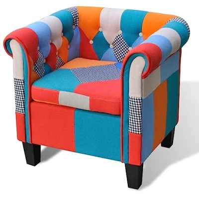 Afbeelding van Fauteuil met patchwork stof meerkleurig