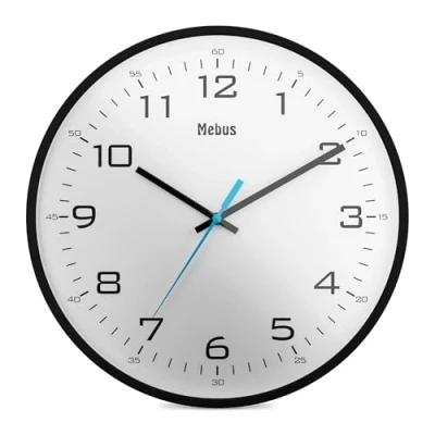 Afbeelding van MEBUS Analoog kwartswanduuruurhorloge klassiek design, grote wijzerplaten 30 cm diameter/kleur: zwart/wit/model: 16247