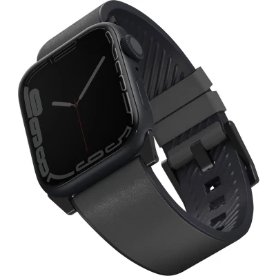 Afbeelding van Uniq Straden Waterproof leren bandje voor de Apple Watch 1 / 2 3 4 5 6 7 8 9 SE Ultra (2) 42 44 45 49 mm Rhino Grey