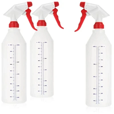 Afbeelding van 3 x spuitfles, chemisch bestendig pompsproeier voor zuren, logen en minerale oliën, spuitfles met verstelbaar mondstuk