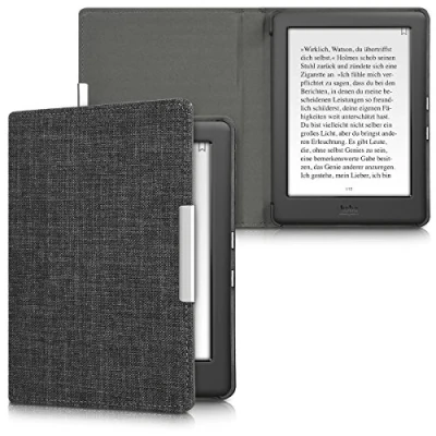 Afbeelding van kwmobile hoes geschikt voor Kobo Glo HD / Touch 2.0 Stoffen beschermhoes e reader in donkergrijs