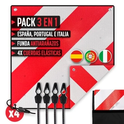 Afbeelding van MAGMA Signal Set V20, Spaans en Italiaans, goedgekeurd, met poliep + beschermhoes, fietsendrager V20 lading, flexibel krasbestendige bescherming