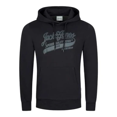 Afbeelding van Jack &amp; Jones Heren trui JJEADRIAN regular fit Zwart XXL Volwassenen Hoodie Capuchon Sweatshirt