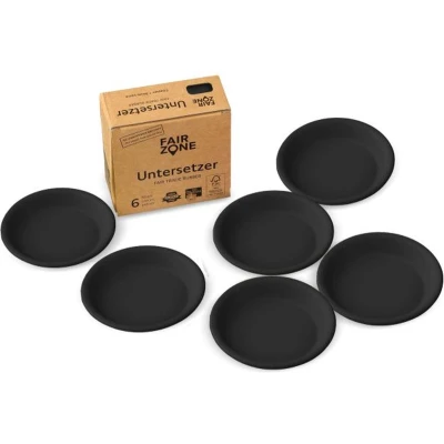 Afbeelding van Fairzone Onderzetters Voor Plantenpotten Rubber Zwart 6 Stuks