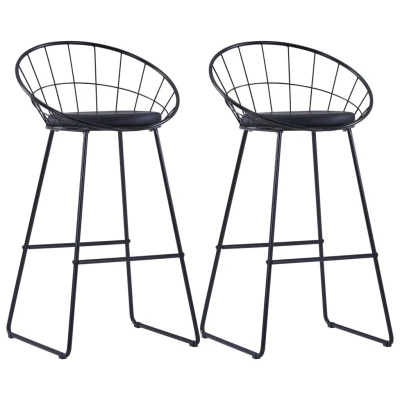 Afbeelding van Barstoelen 2 st kunstleer zwart