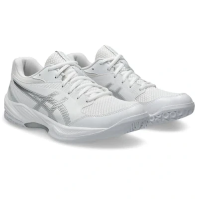 Afbeelding van Asics Geltask 4 Handbalschoenen, Dames, Maat: 42.5, White/pure silver Textiel/ synthetisch