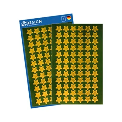 Afbeelding van AVERY Zweckform Art. 52805 144 gouden sterren (kerststickers van glanzend papier, kaartstickers, cadeaustickers, DIY) 2 vellen met 72 zelfklevend