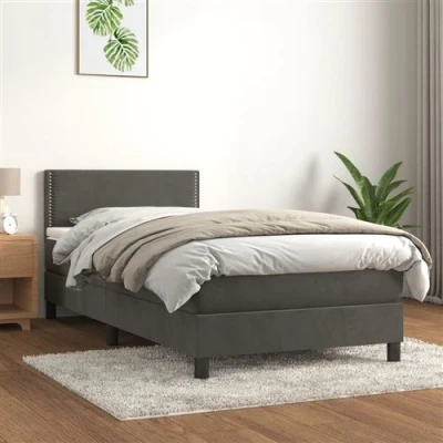 Afbeelding van vidaXL Boxspring met matras fluweel donkergrijs 80x200 cm