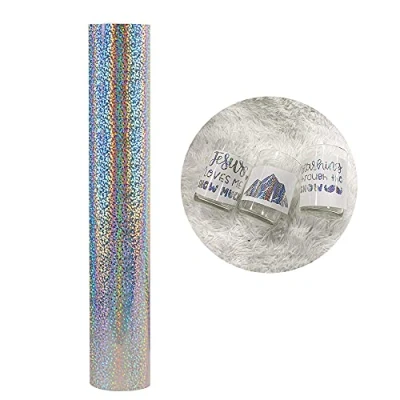 Afbeelding van Vinylrol, zelfklevend, 30 x 304 cm, zilver glitter, holografisch, herpositioneerbaar, voor Cricut en Silhouette Cameo, handwerk woondecoratie